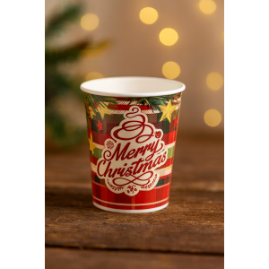 Bicchieri di carta natale acqua 220cc ( fantasia spedita in base a giacenza) 50pz.