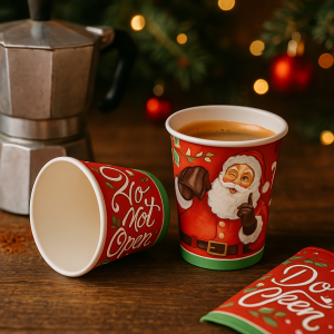 Bicchieri di carta natalizi da caffe' 75ml  ( fantasia spedita in base a giacenza)  50pz.