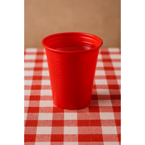 Bicchiere di plastica da acqua rosso , 200ml , 50pz.