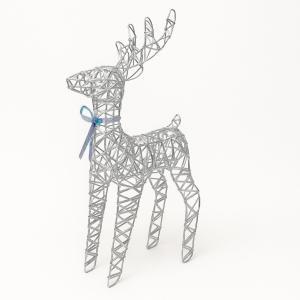 Renna di natale argento con luci e musica 40 cm