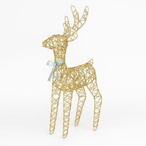 Renna di natale oro con luci e musica 40 cm