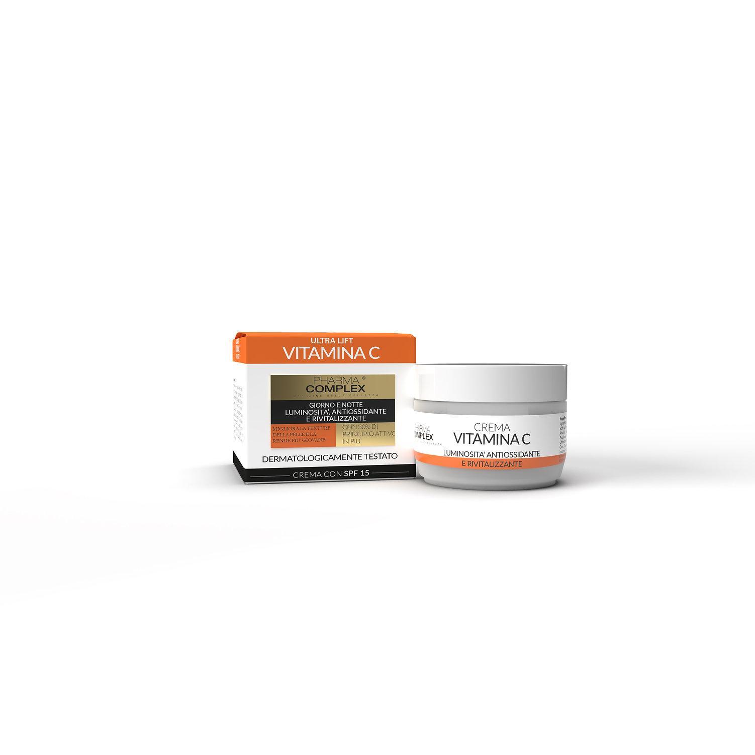 Crema viso vitamina C con azione giorno e notte, barattolo da 50ml