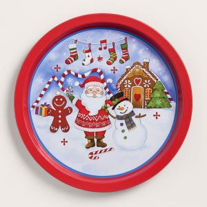 Vassoio rotondo di metallo di natale