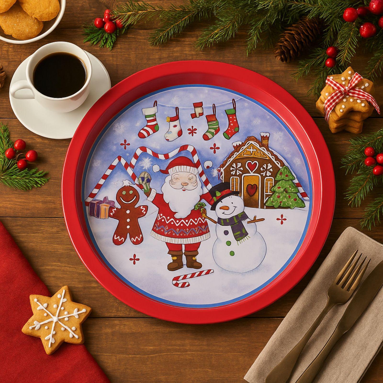 fatigati vassoio rotondo di metallo di natale - foto 2