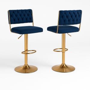 Coppia di sgabelli in velluto  blu