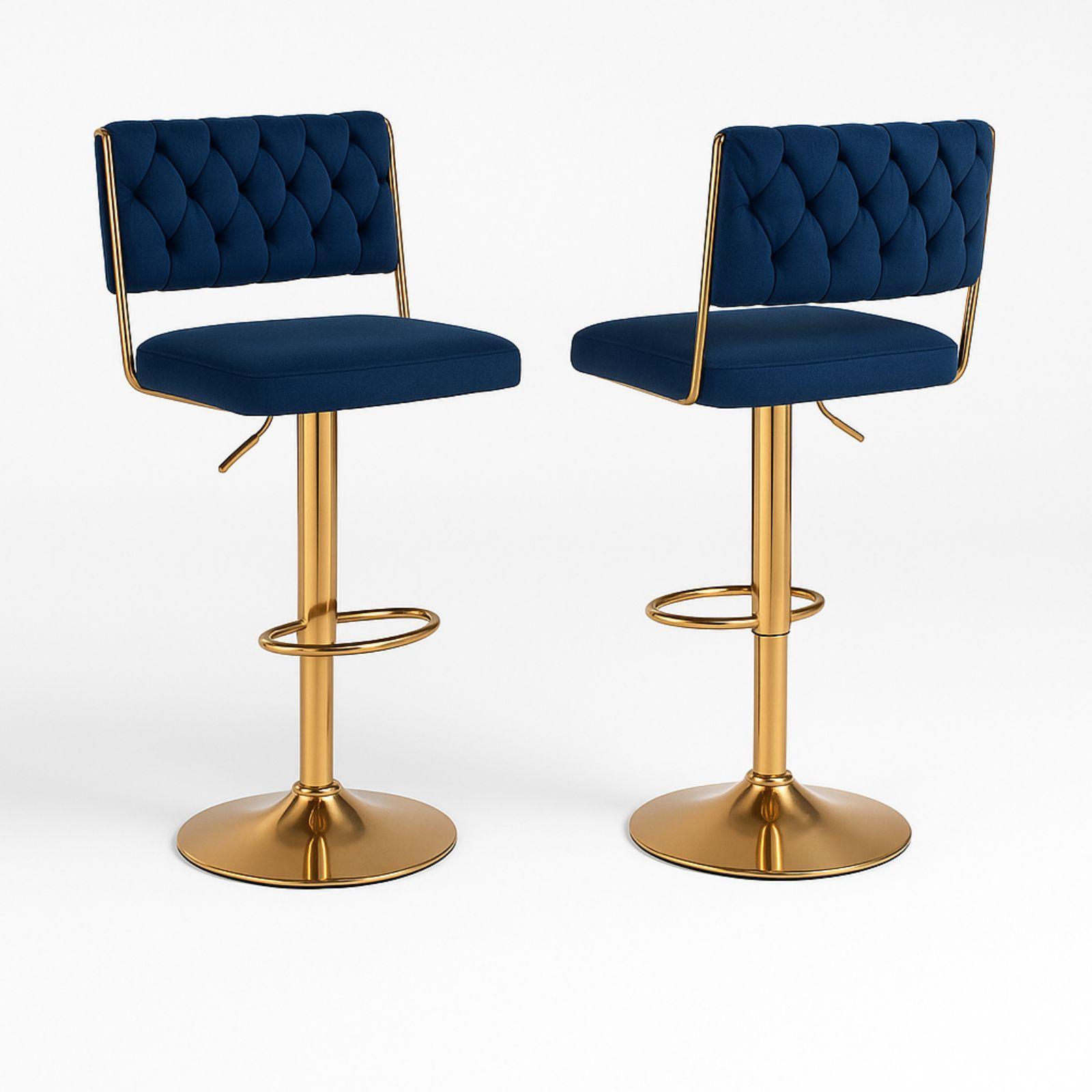  coppia di sgabelli in velluto  blu - foto 1