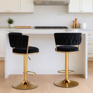 Coppia di sgabelli in velluto nero