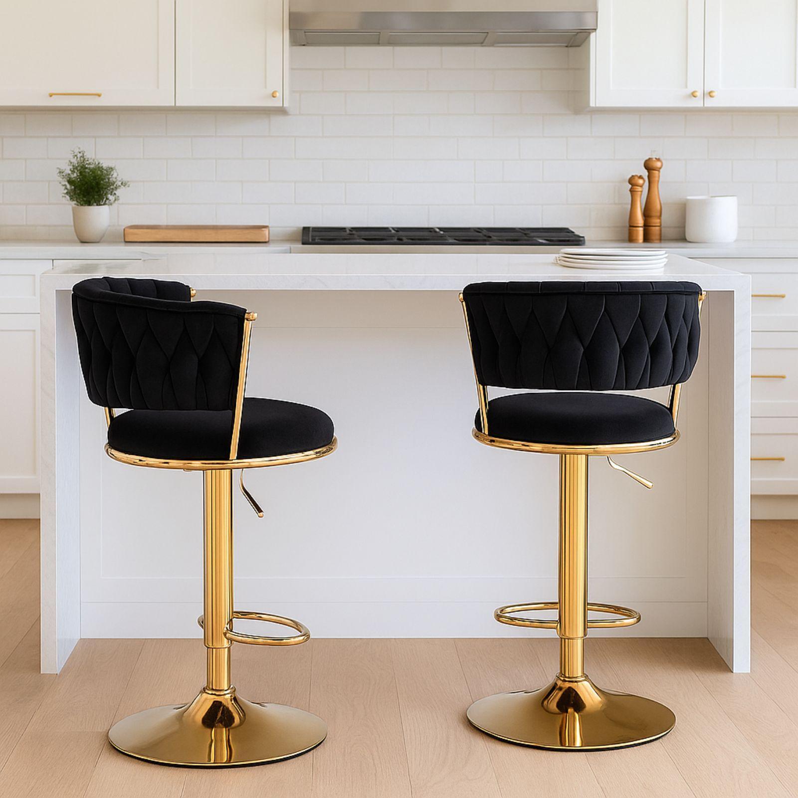  coppia di sgabelli in velluto nero - foto 2