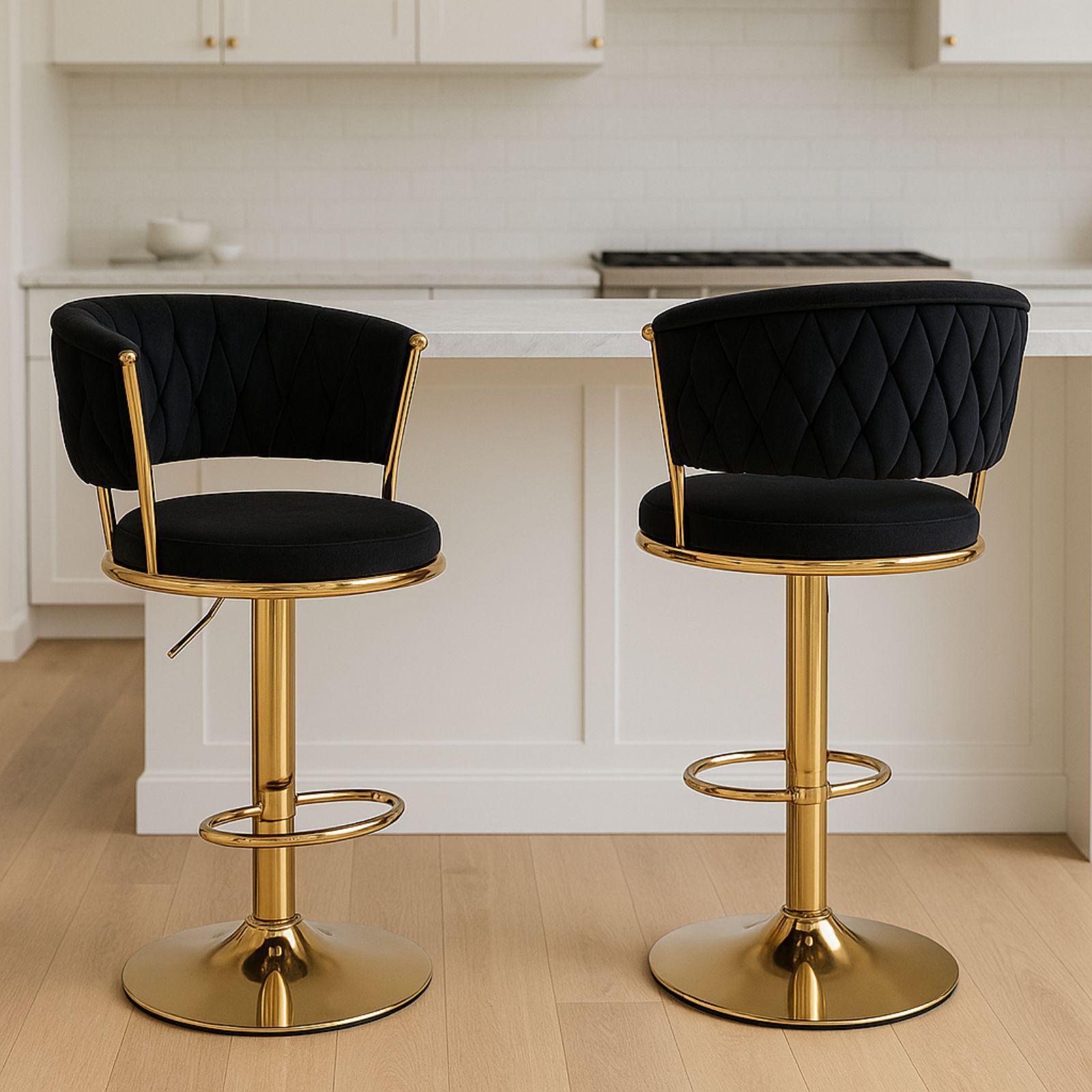  coppia di sgabelli in velluto nero - foto 3