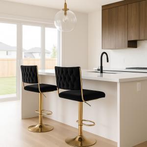 Coppia di sgabelli in velluto  nero