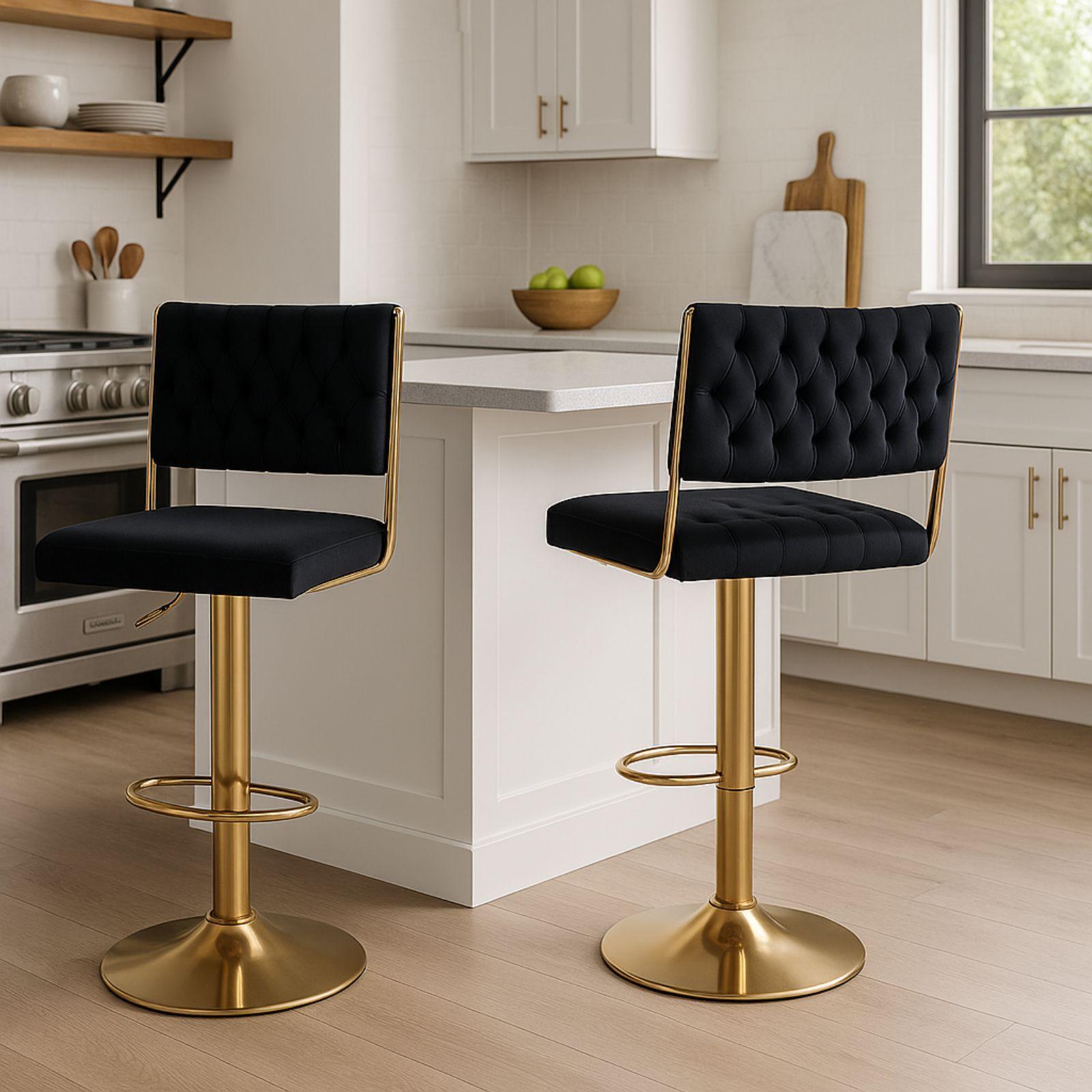  coppia di sgabelli in velluto  nero - foto 3