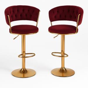Coppia di sgabelli in velluto bordeaux