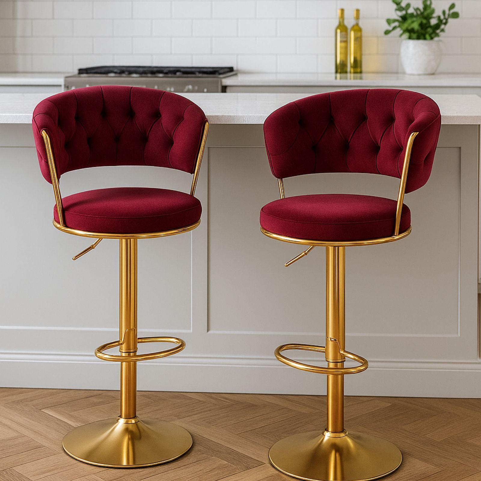  coppia di sgabelli in velluto bordeaux - foto 2