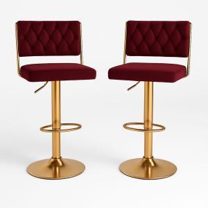 Coppia di sgabelli in velluto  bordeaux