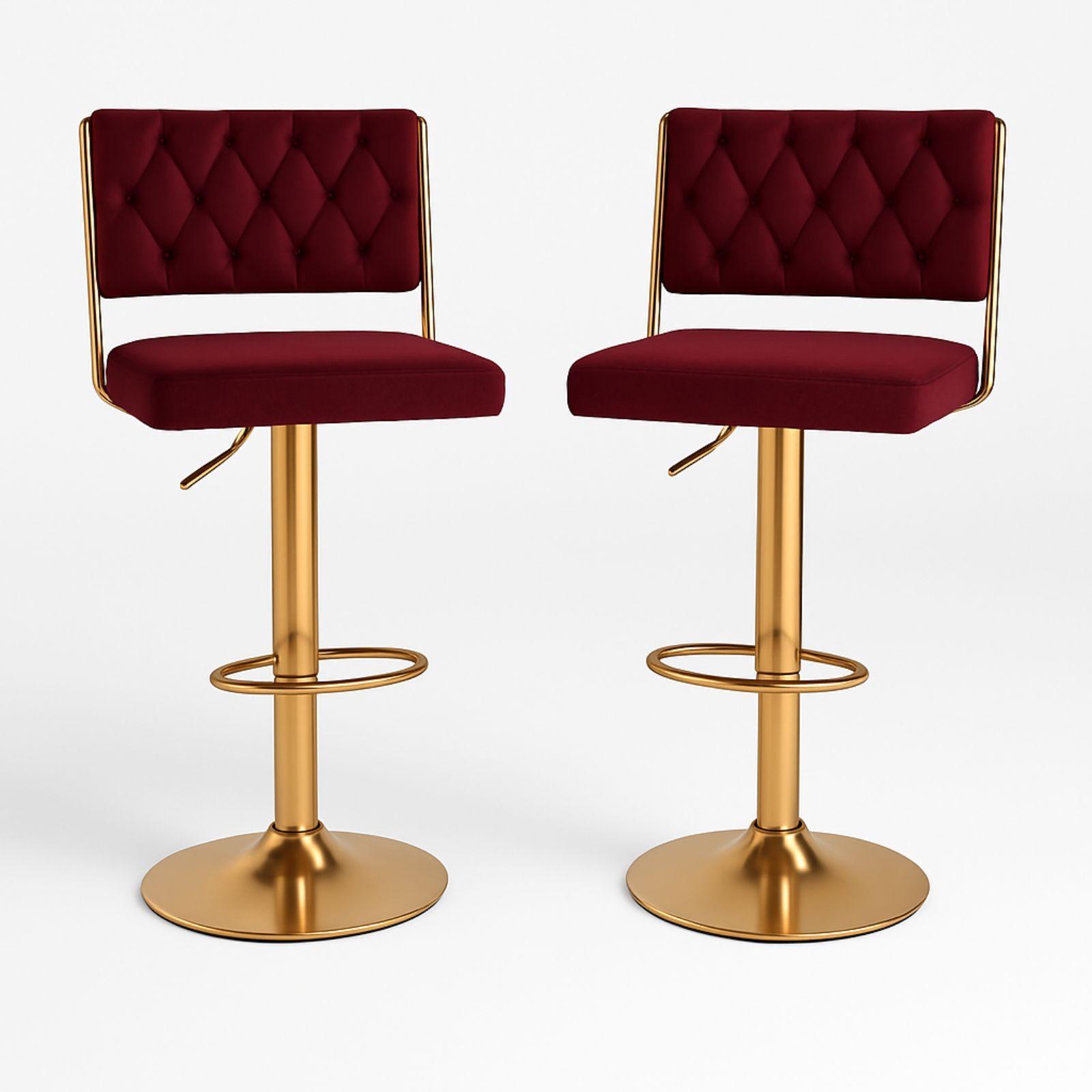  coppia di sgabelli in velluto  bordeaux - foto 1