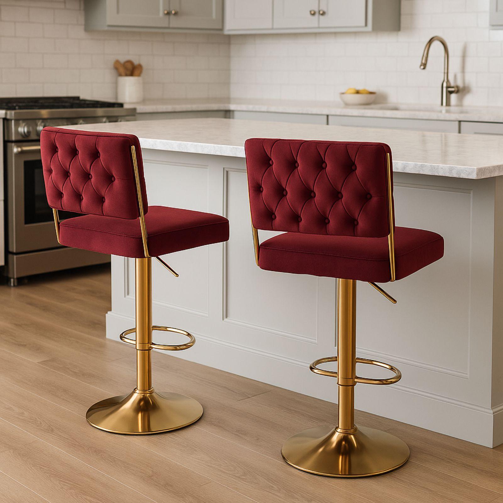  coppia di sgabelli in velluto  bordeaux - foto 2