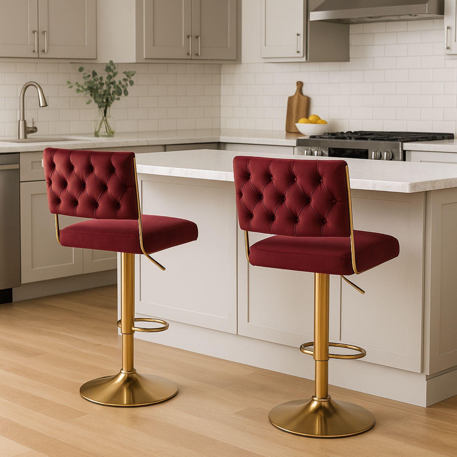  coppia di sgabelli in velluto  bordeaux - foto 3