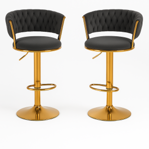 Coppia di sgabelli in velluto grigio scuro