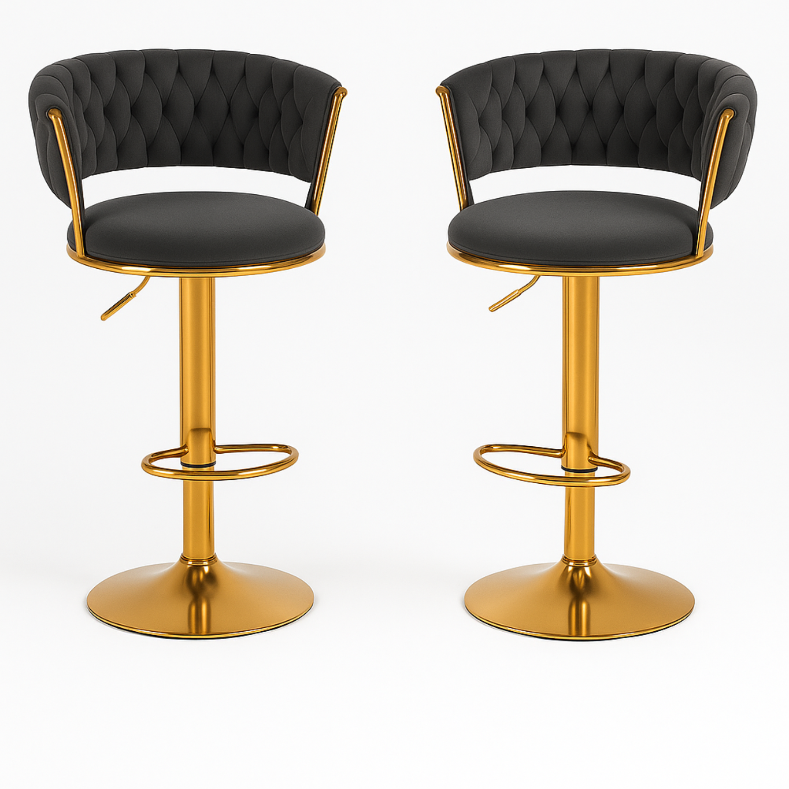  coppia di sgabelli in velluto grigio scuro - foto 1