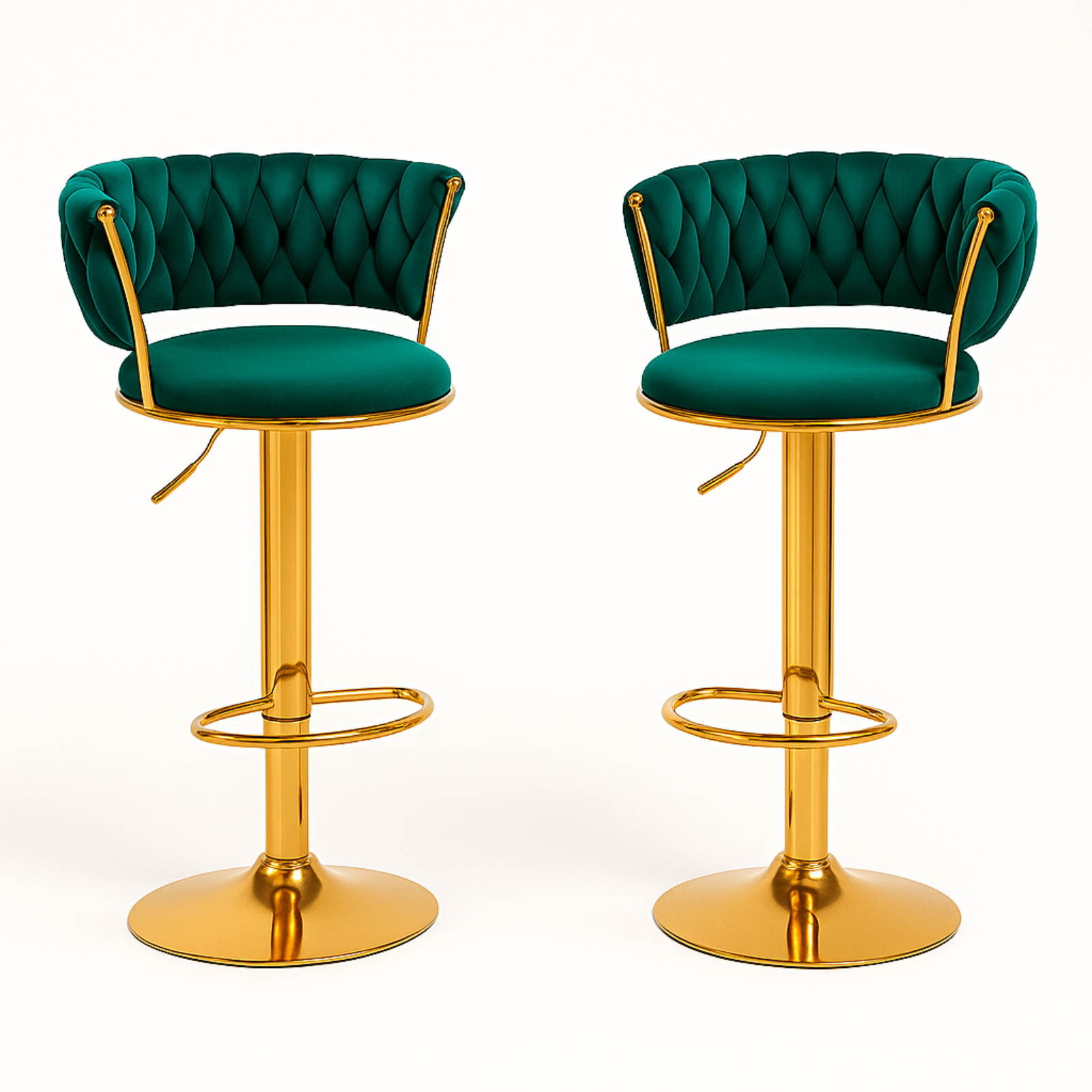  coppia di sgabelli in velluto verde - foto 1