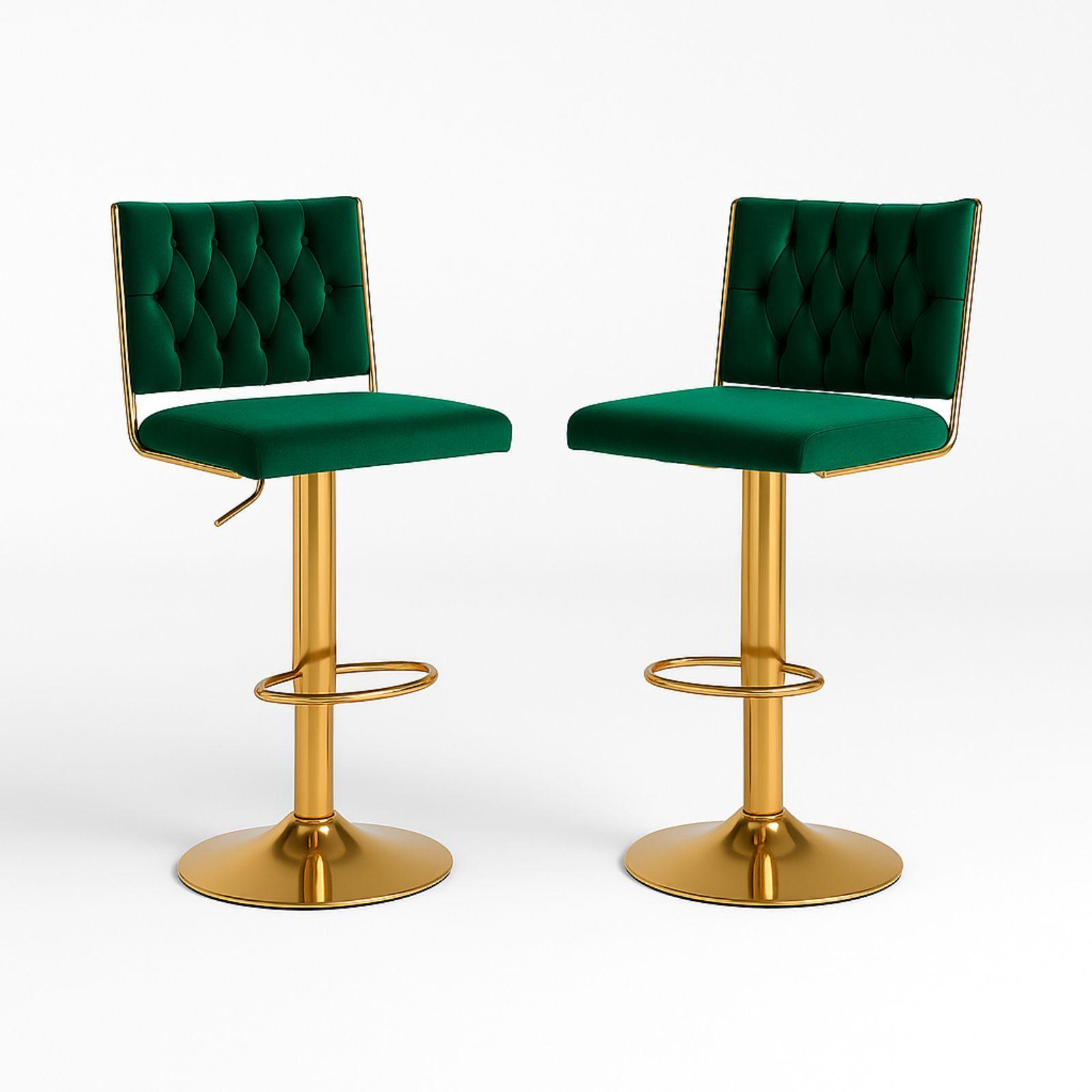  coppia di sgabelli in velluto verde - foto 1