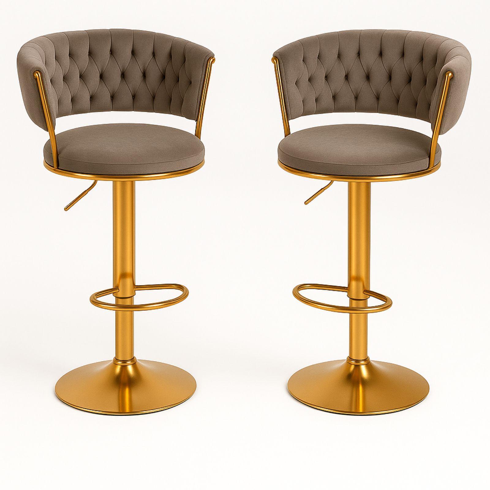  coppia di sgabelli in velluto marrone - foto 1