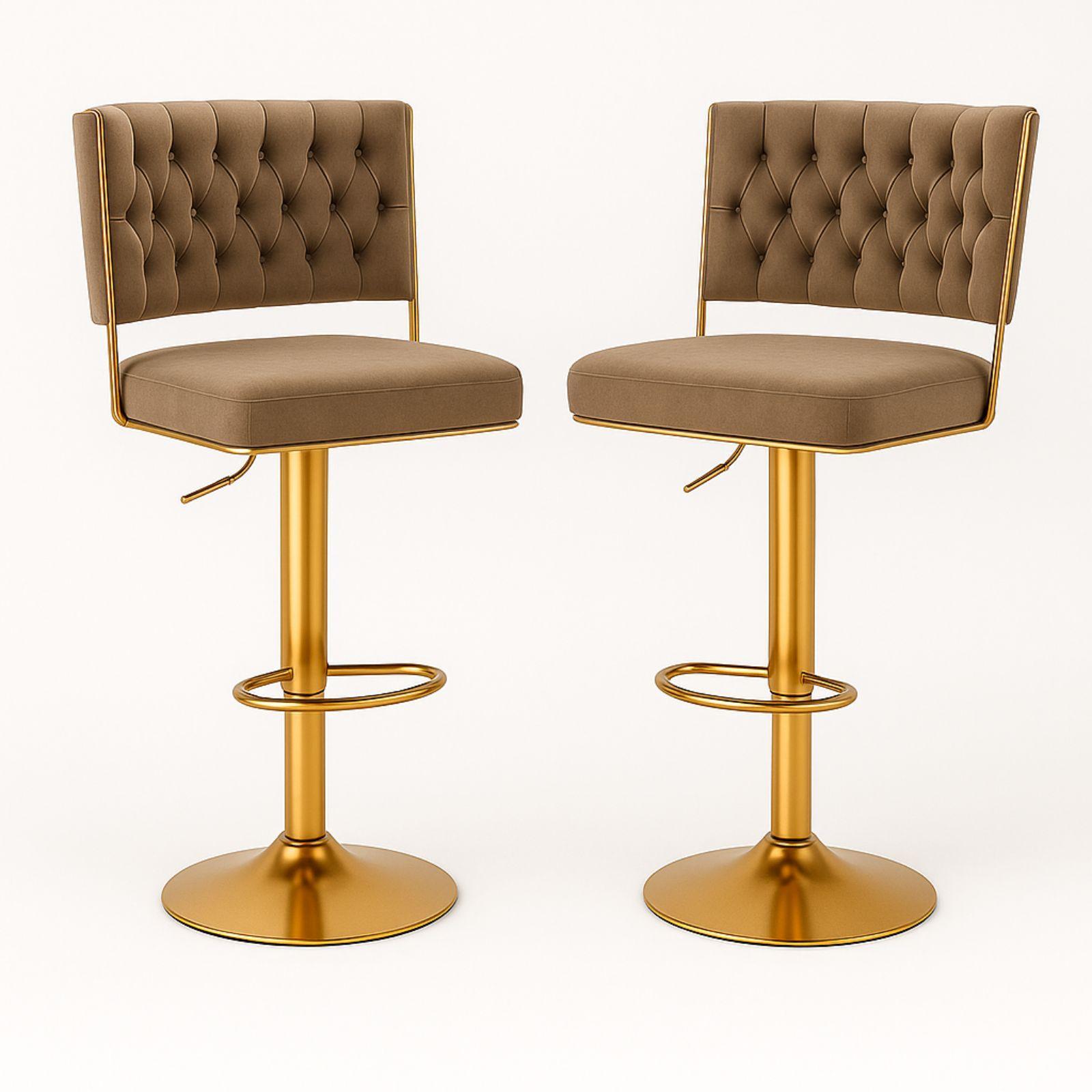  coppia di sgabelli in velluto marrone - foto 1