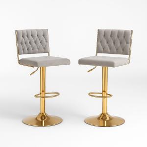 Coppia di sgabelli in velluto grigio