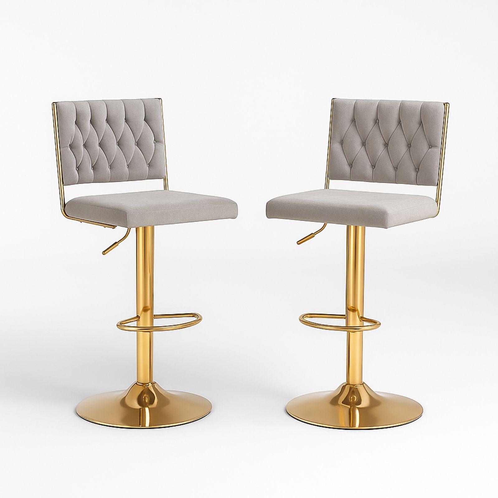  coppia di sgabelli in velluto grigio - foto 1