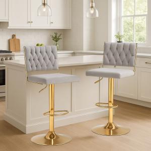 Coppia di sgabelli in velluto grigio