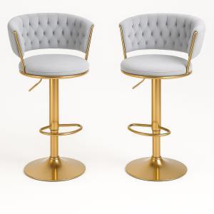 Coppia di sgabelli in velluto grigio