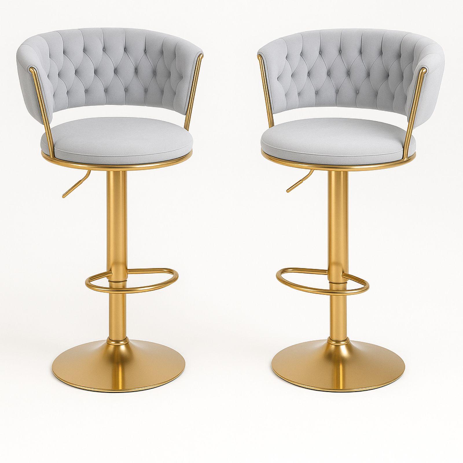  coppia di sgabelli in velluto grigio - foto 1