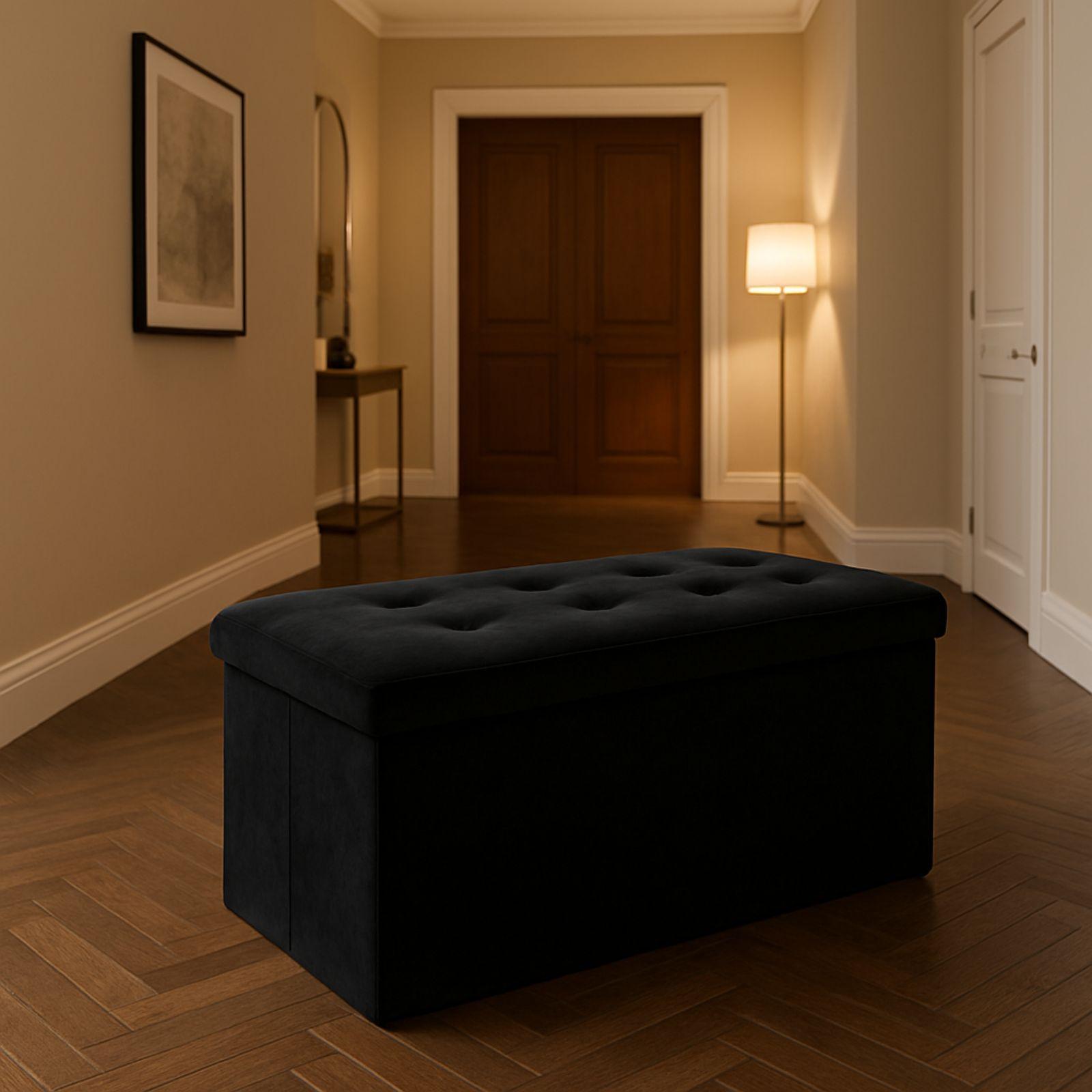  pouf contenitore in velluto nero - foto 4