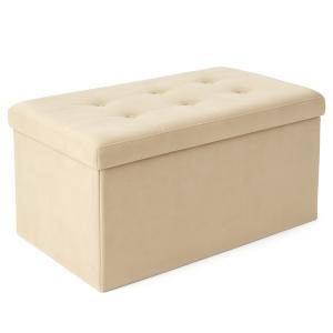 Pouf contenitore in velluto beige