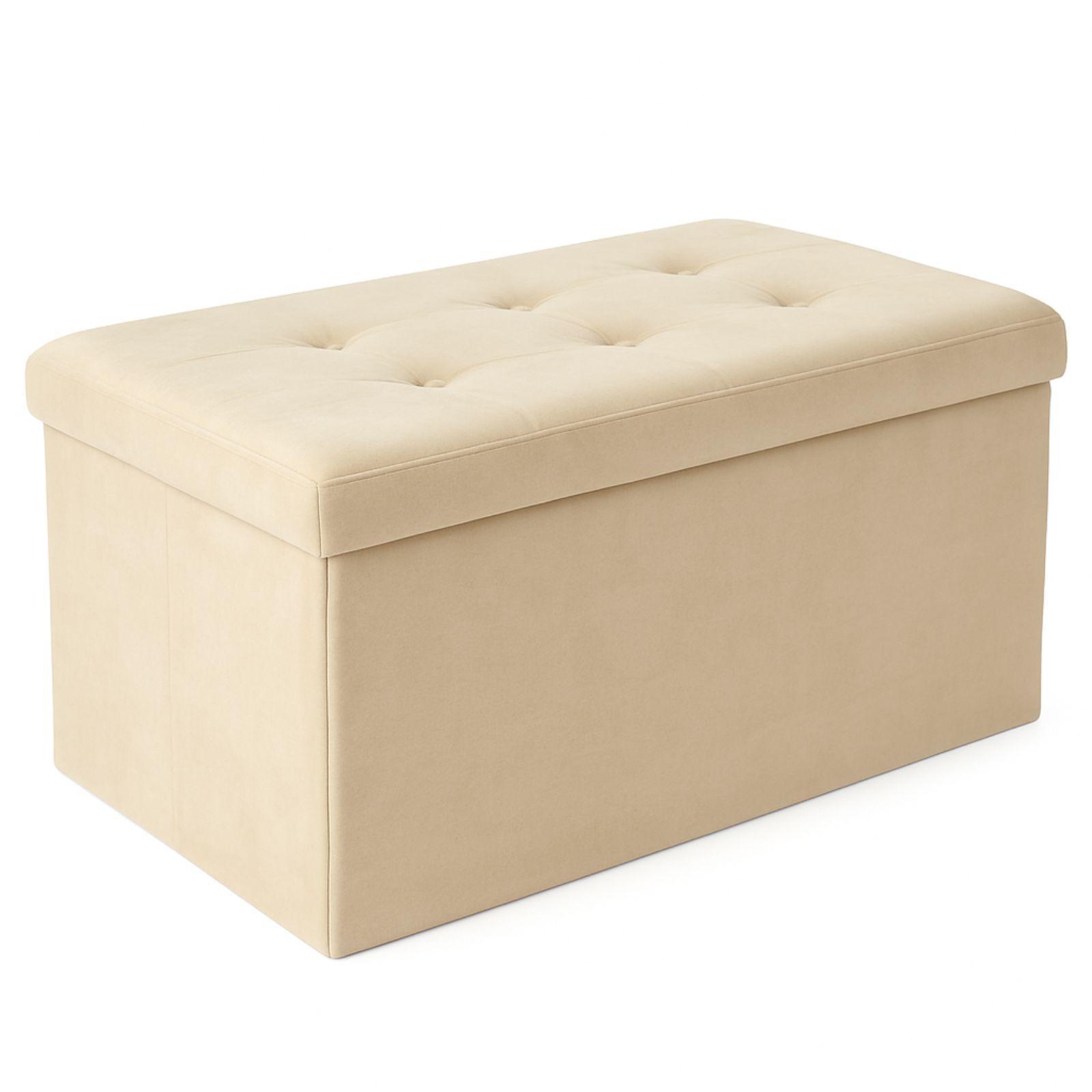 pouf contenitore in velluto beige - foto 1