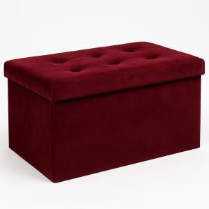 Pouf contenitore in velluto bordeaux