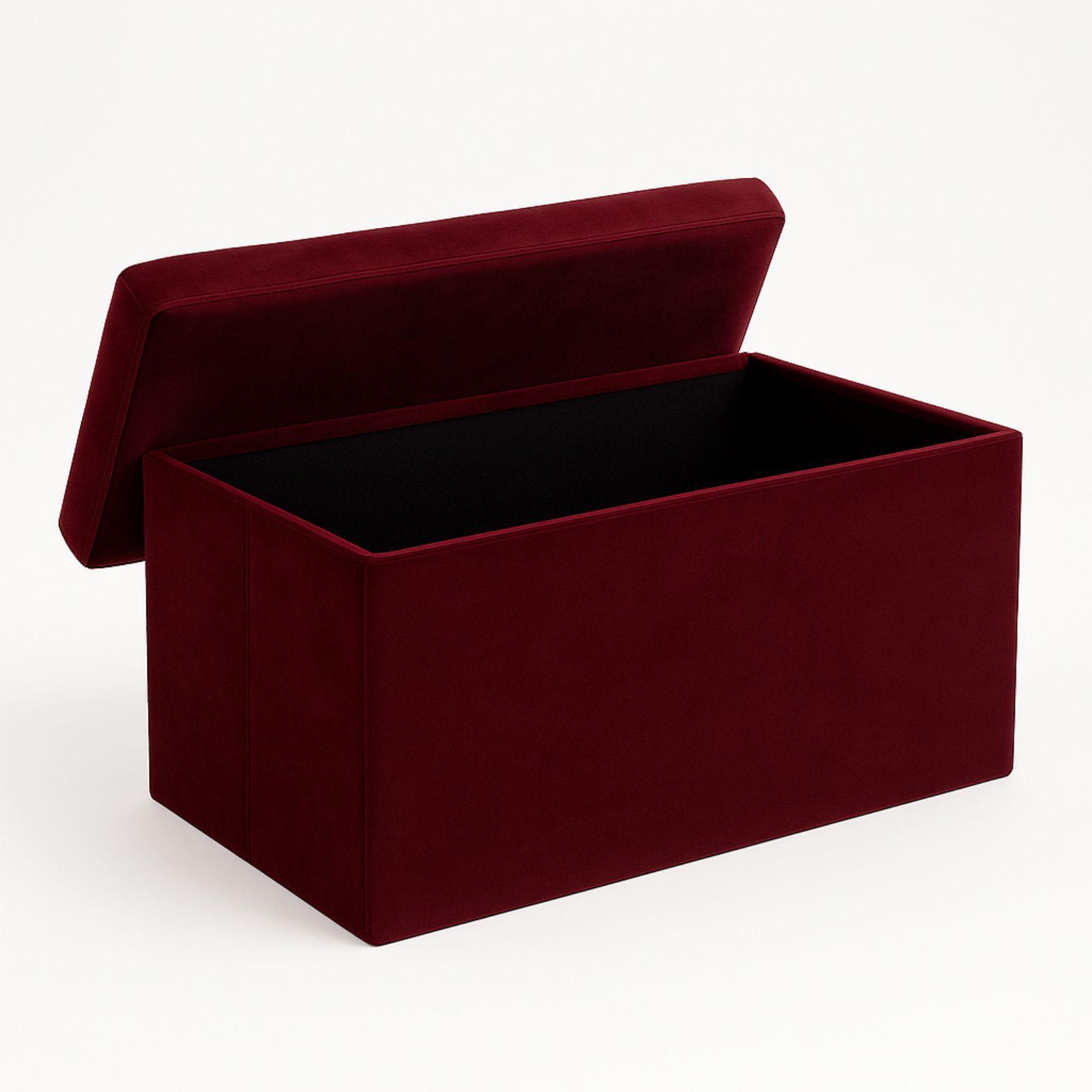  pouf contenitore in velluto bordeaux - foto 3