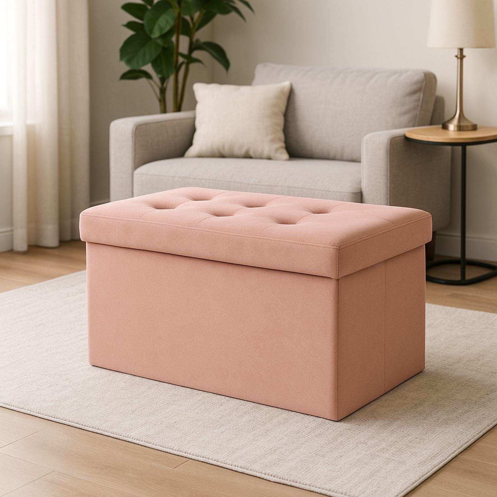  pouf contenitore in velluto salmone - foto 1