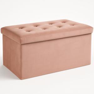 Pouf contenitore in velluto salmone