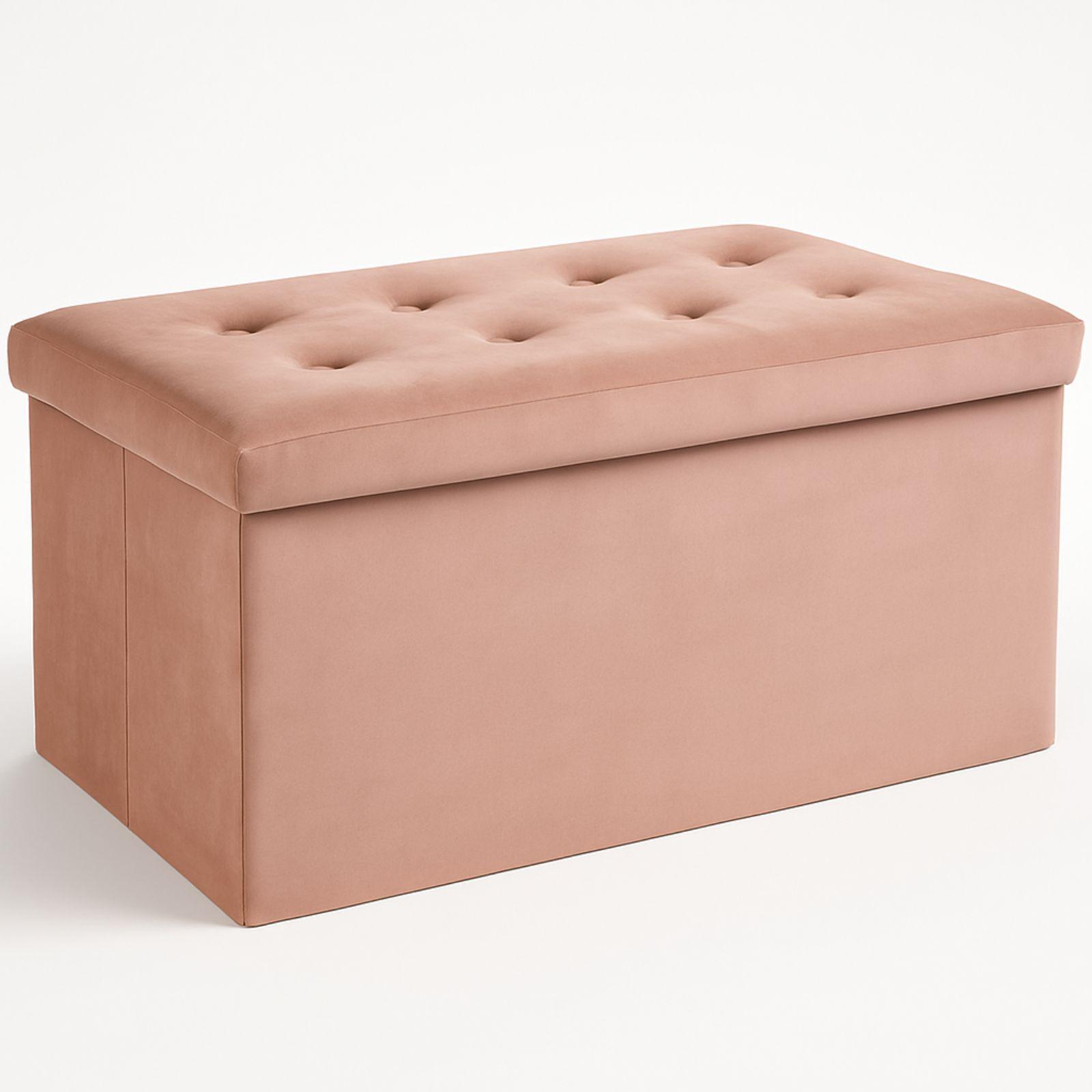  pouf contenitore in velluto salmone - foto 2