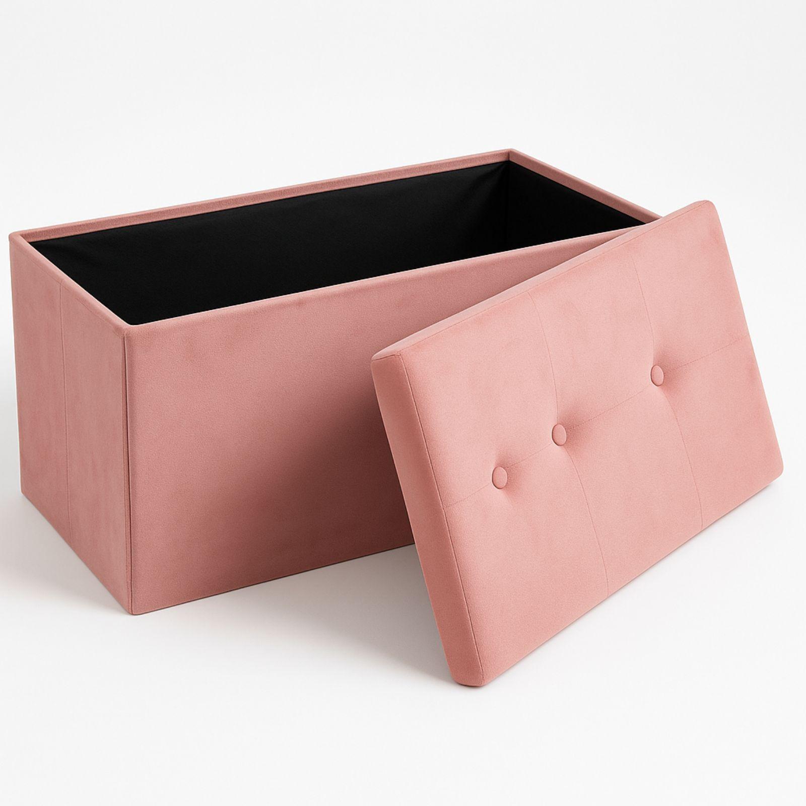  pouf contenitore in velluto salmone - foto 4