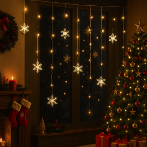 Tenda led fiocco di neve bianco caldo (6,2mt)