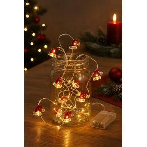 Filo decorativo xmas a batteria , cappellino , bianco caldo