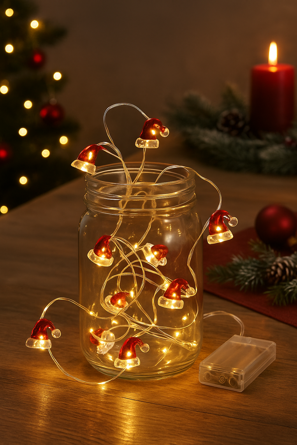 kasaviva filo decorativo xmas a batteria , cappellino , bianco caldo - foto 1