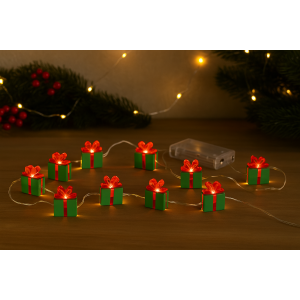 Filo led decorativo xmas a batteria , pacco regalo , 2 mt