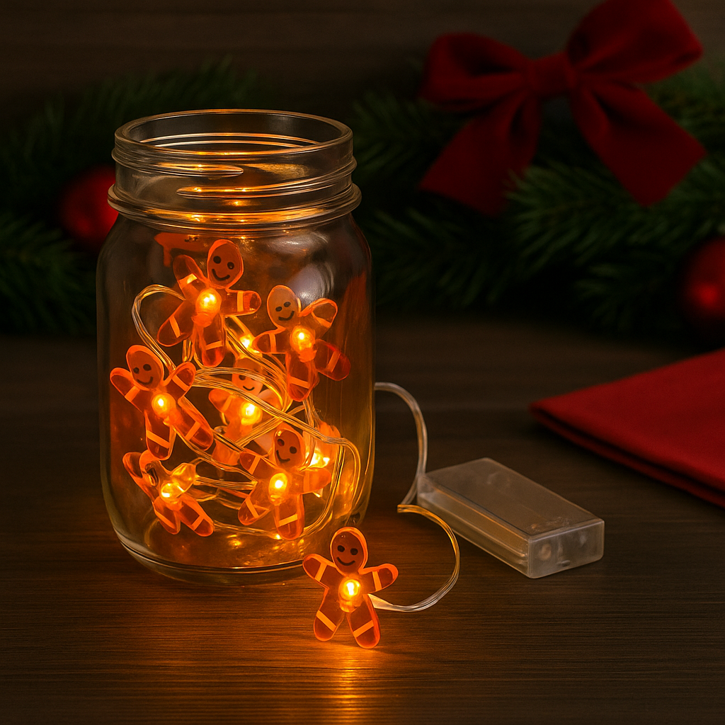 kasaviva filo led decorativo xmas a batteria , 2 metri , omino pan di zenzero - foto 1