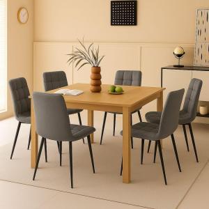 Set da 6 sedie da interno in velluto grigio