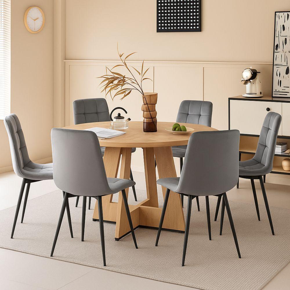  set da 6 sedie da interno in velluto grigio scuro - foto 3