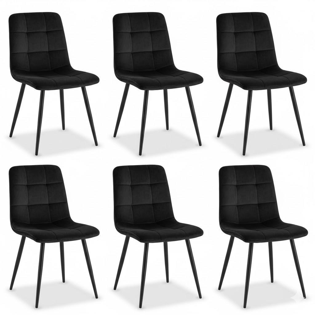  set da 6 sedie da interno in velluto nero - foto 1