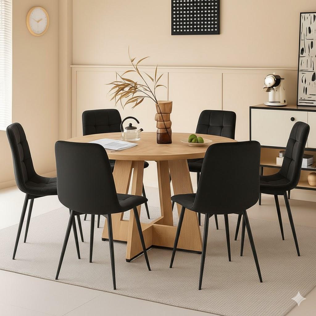  set da 6 sedie da interno in velluto nero - foto 3